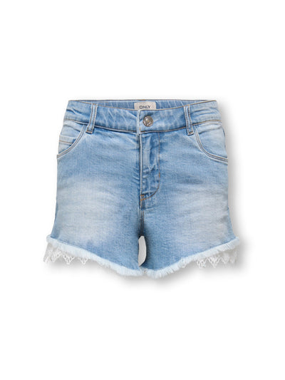 Kids Only Robyn Denimshorts med Blondekant - Light Blue Denim Lace for barn - Brobrobrille