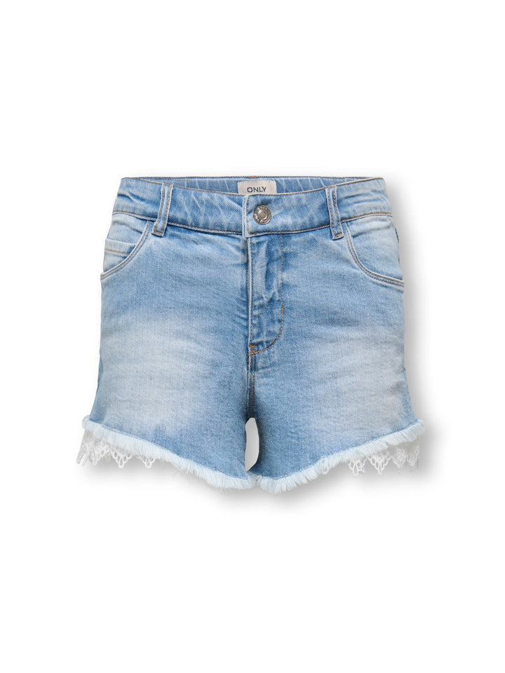 Kids Only Robyn Denimshorts med Blondekant - Light Blue Denim Lace for barn - Brobrobrille