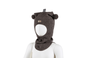 Kivat Balaclava i Ull Label med Dusker - Brun Melert for barn - Brobrobrille