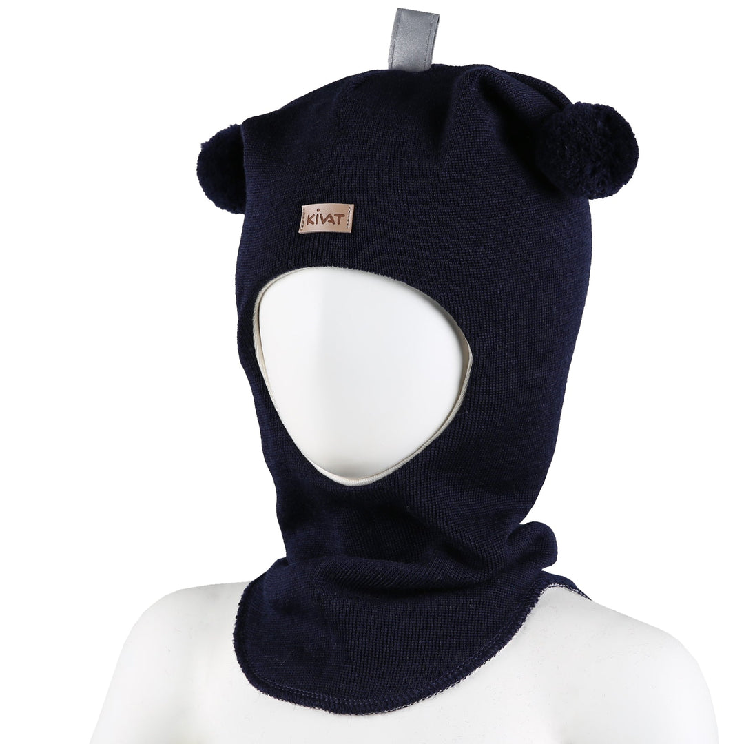 Kivat Balaclava i Ull Label med Dusker - Mørkeblå for barn - Brobrobrille