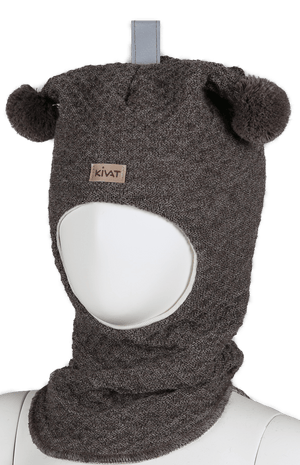 Kivat Balaclava i Ull Label Vaffelstrikk - Brun Melert for barn - Brobrobrille