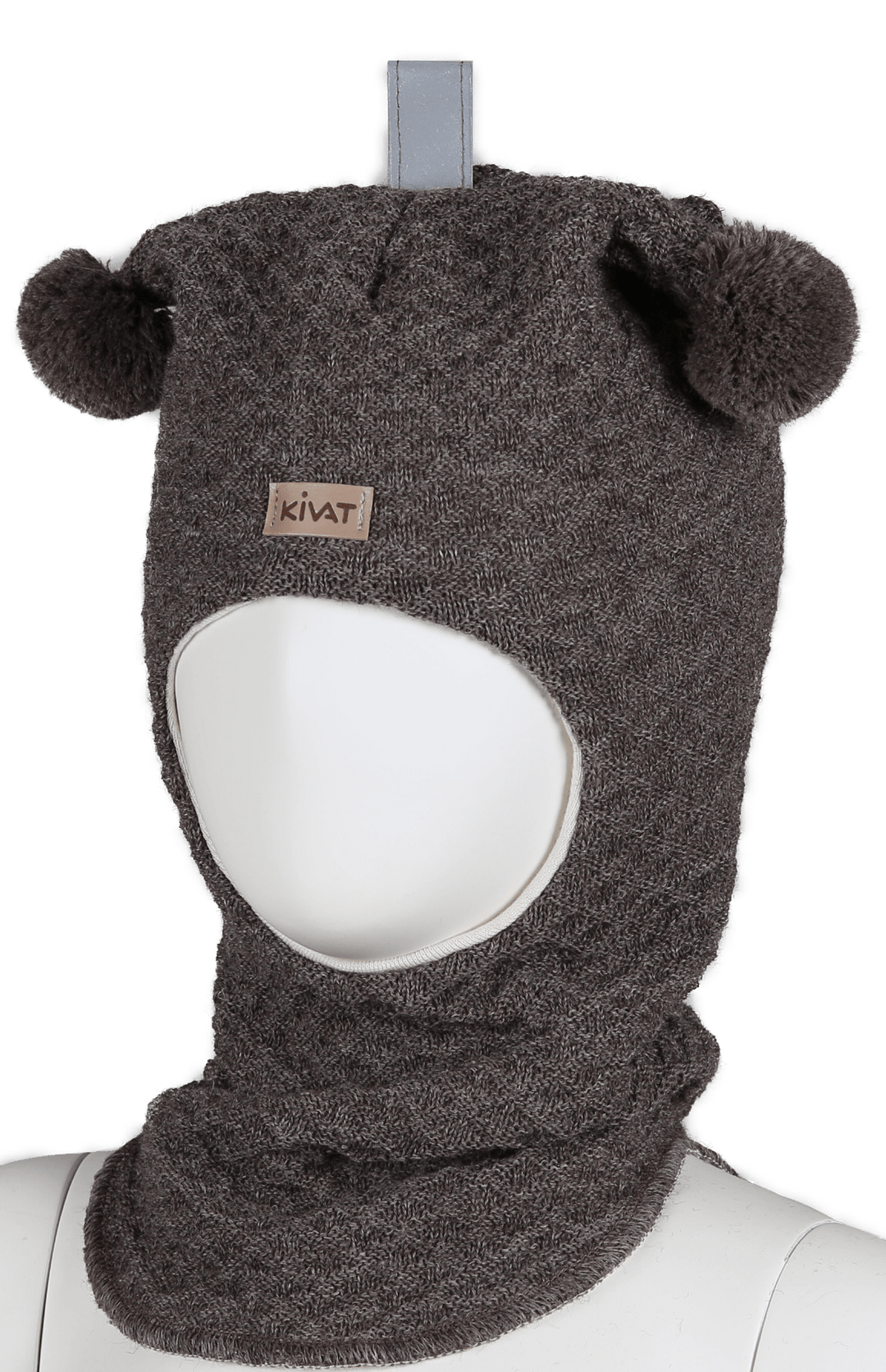 Kivat Balaclava i Ull Label Vaffelstrikk - Brun Melert for barn - Brobrobrille