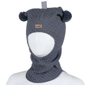Kivat Balaclava i Ull Label Vaffelstrikk - Slate Grey for barn - Brobrobrille