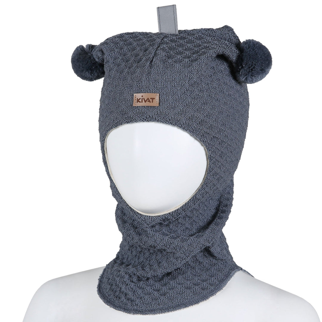 Kivat Balaclava i Ull Label Vaffelstrikk - Slate Grey for barn - Brobrobrille