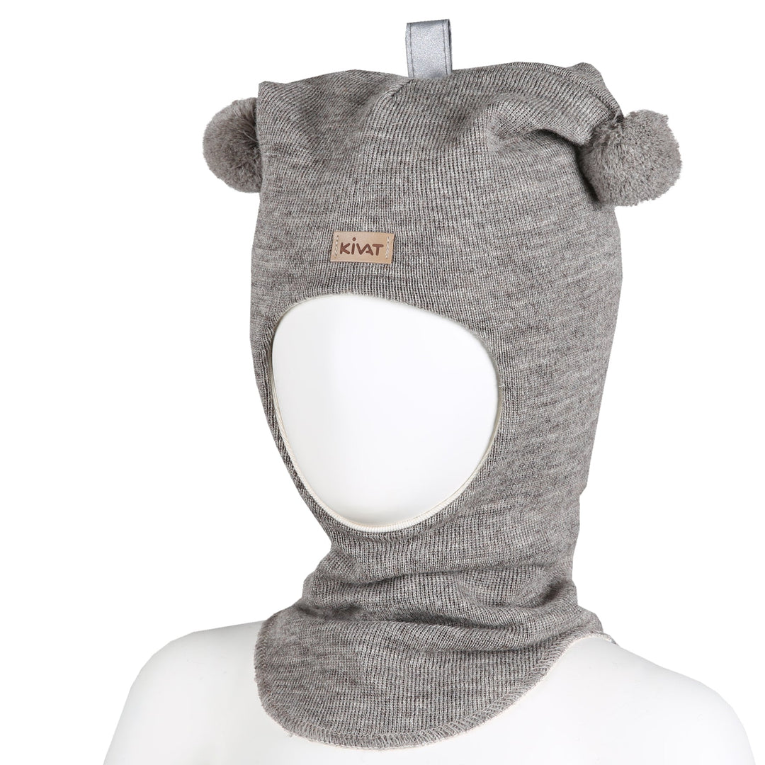 Kivat Balaclava i Ull med Dusker - Beige Melert for barn - Brobrobrille