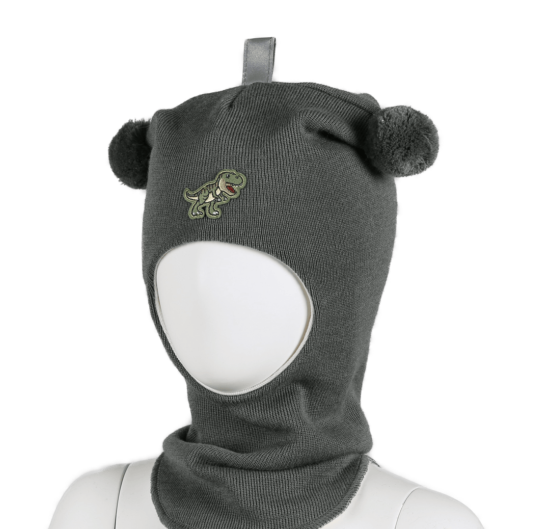 Kivat Balaclava i Ull med Dusker Dinosaur - Grønn for barn - Brobrobrille