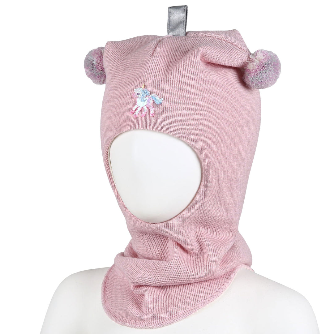 Kivat Balaclava i Ull med Dusker Enhjørning - Powder Rose for barn - Brobrobrille