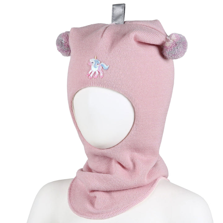 Kivat Balaclava i Ull med Dusker Enhjørning - Powder Rose for barn - Brobrobrille