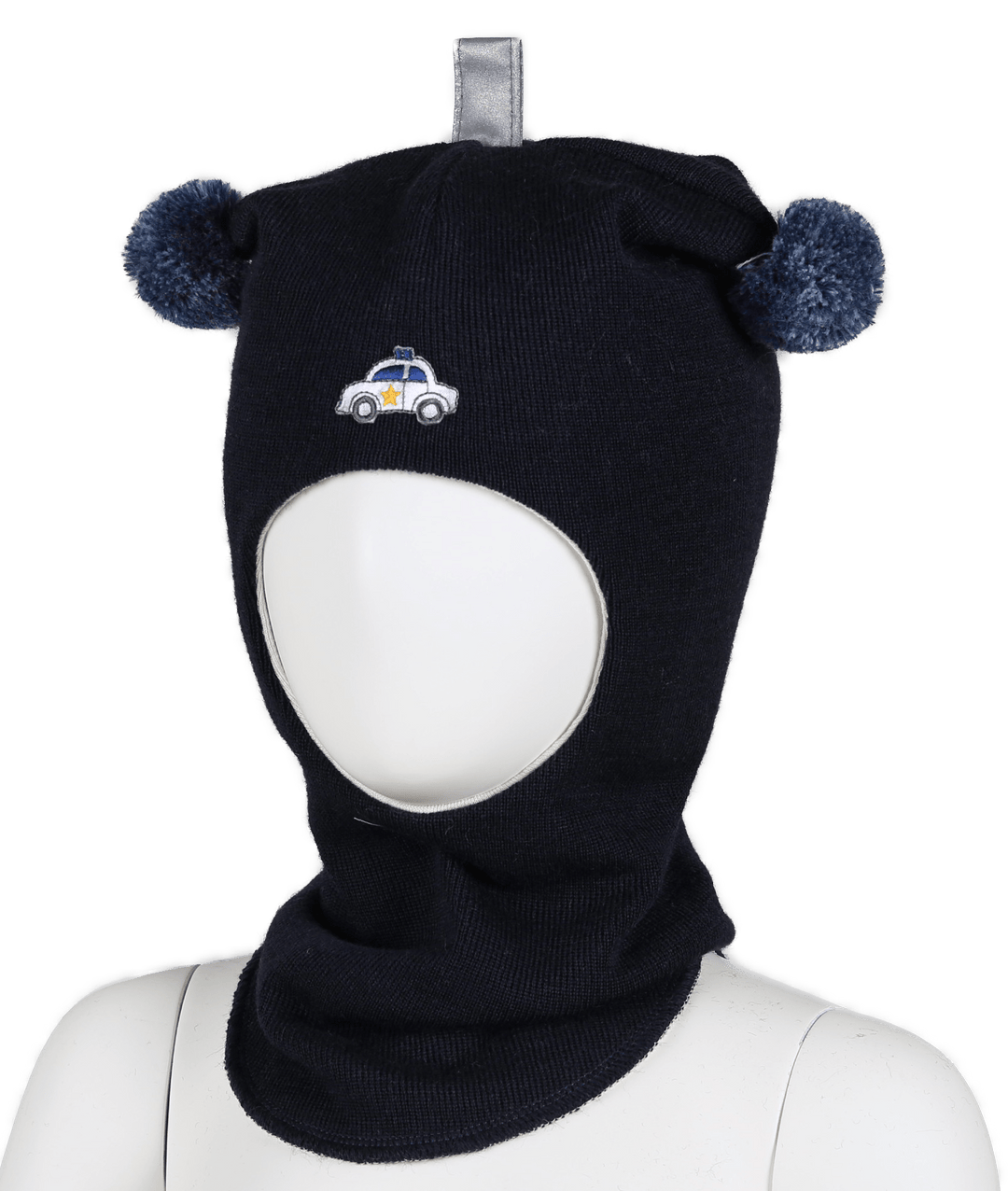 Kivat Balaclava i Ull med Dusker og Politibil - Mørkeblå for barn - Brobrobrille