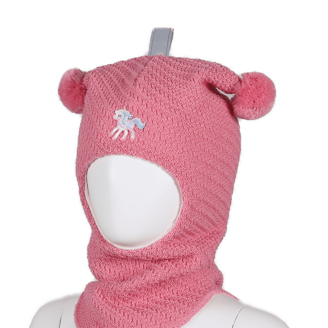 Kivat Balaklava i Ull med Enhjørning og Dusker - Candy Pink for barn - Brobrobrille
