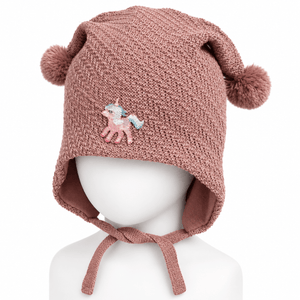 Kivat Knytelue i Ull med Enhjørning og Dusker - Dusty Rose for barn - Brobrobrille