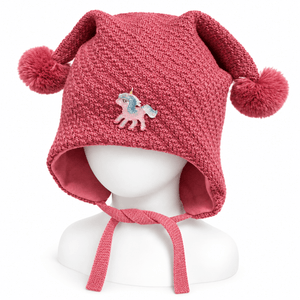 Kivat Knytelue i Ull med Enhjørning og Dusker - Heather Pink for barn - Brobrobrille