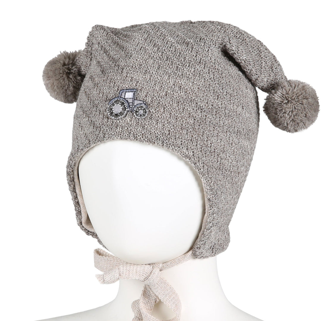 Kivat Traktor Knytelue i Ull med Dusker - Ufarget Beige for barn - Brobrobrille