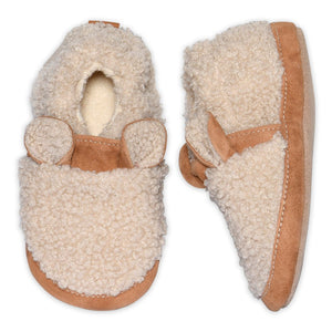 Melton Fuzzy teddy tøfler – Oxford Tan for barn - Brobrobrille