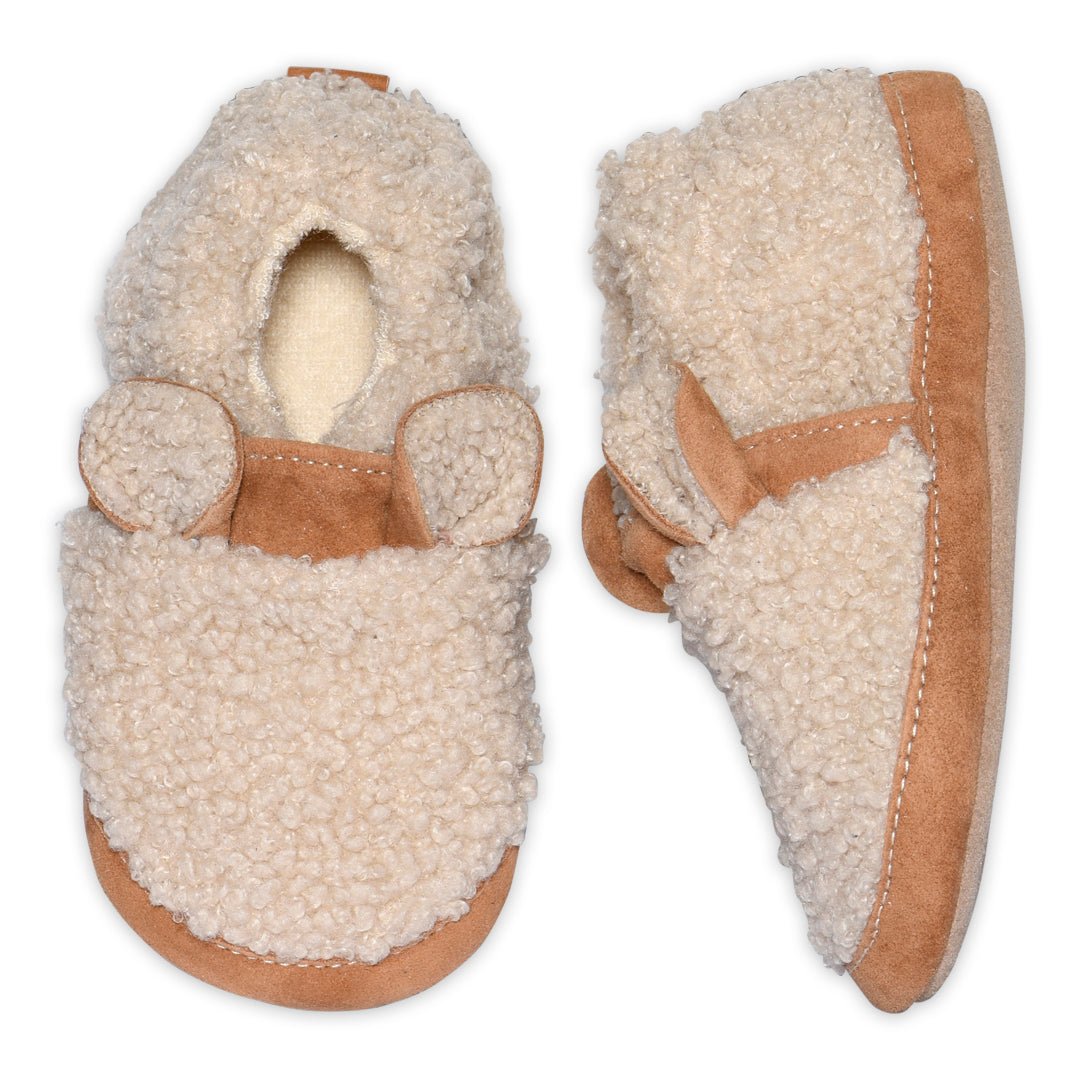 Melton Fuzzy teddy tøfler – Oxford Tan for barn - Brobrobrille