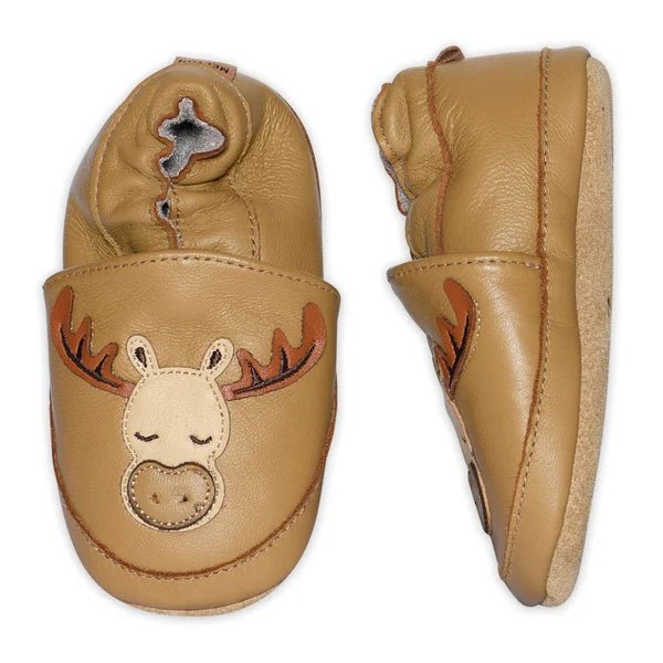 Melton Moose skinn­tøfler - Cognac for barn - Brobrobrille