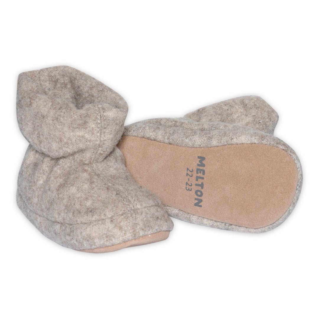 Melton Wolly ulltøfler – Beige Melange for barn - Brobrobrille