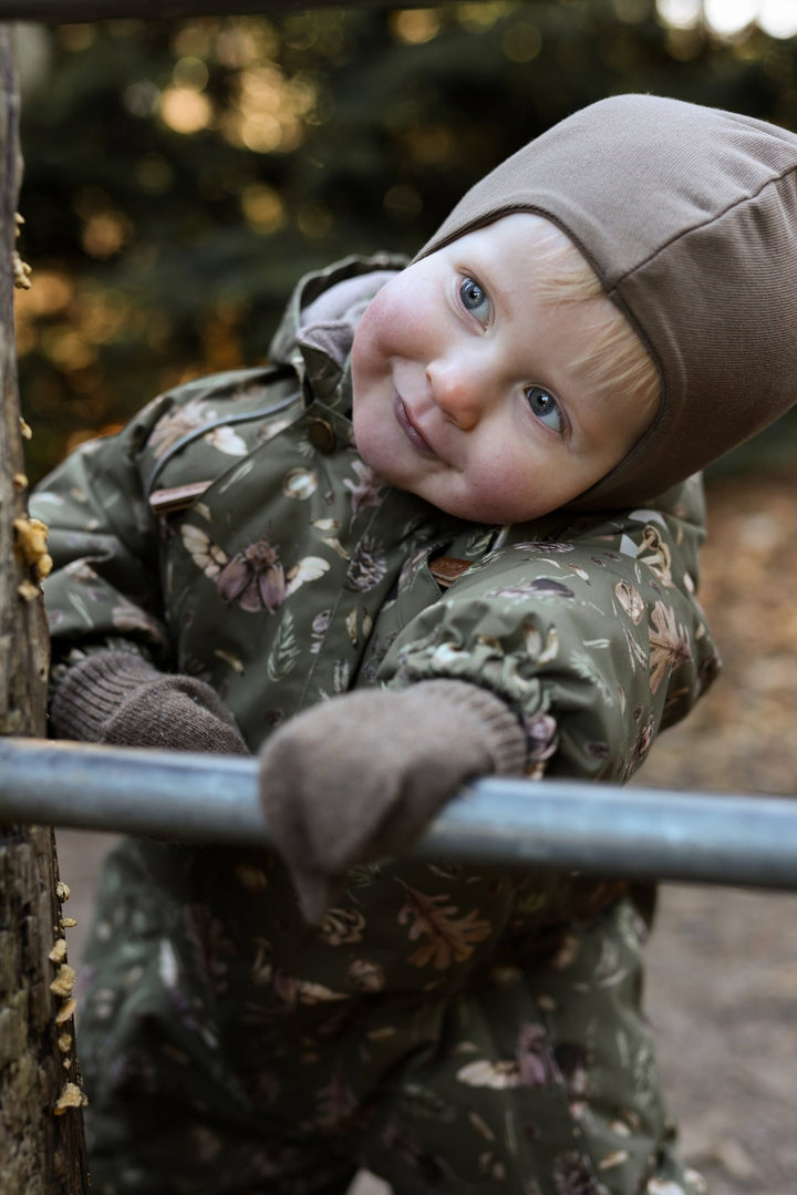 Mikk - Line Polyester Baby Suit Aop Forest - Burnt Olive for barn - Brobrobrille