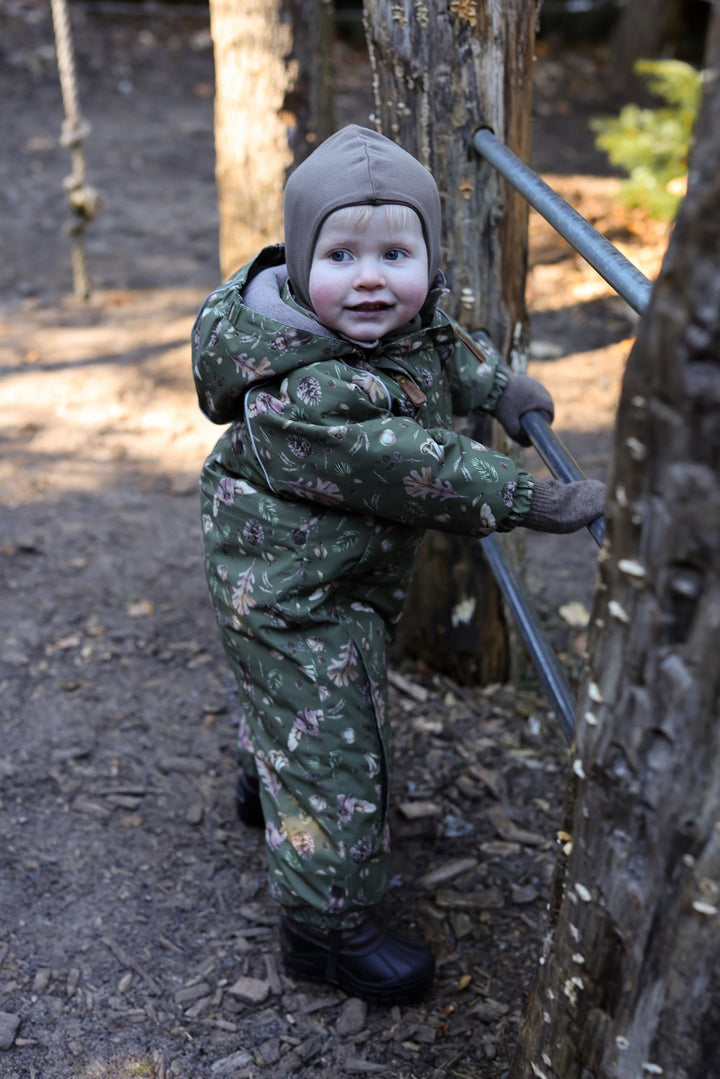 Mikk - Line Polyester Baby Suit Aop Forest - Burnt Olive for barn - Brobrobrille