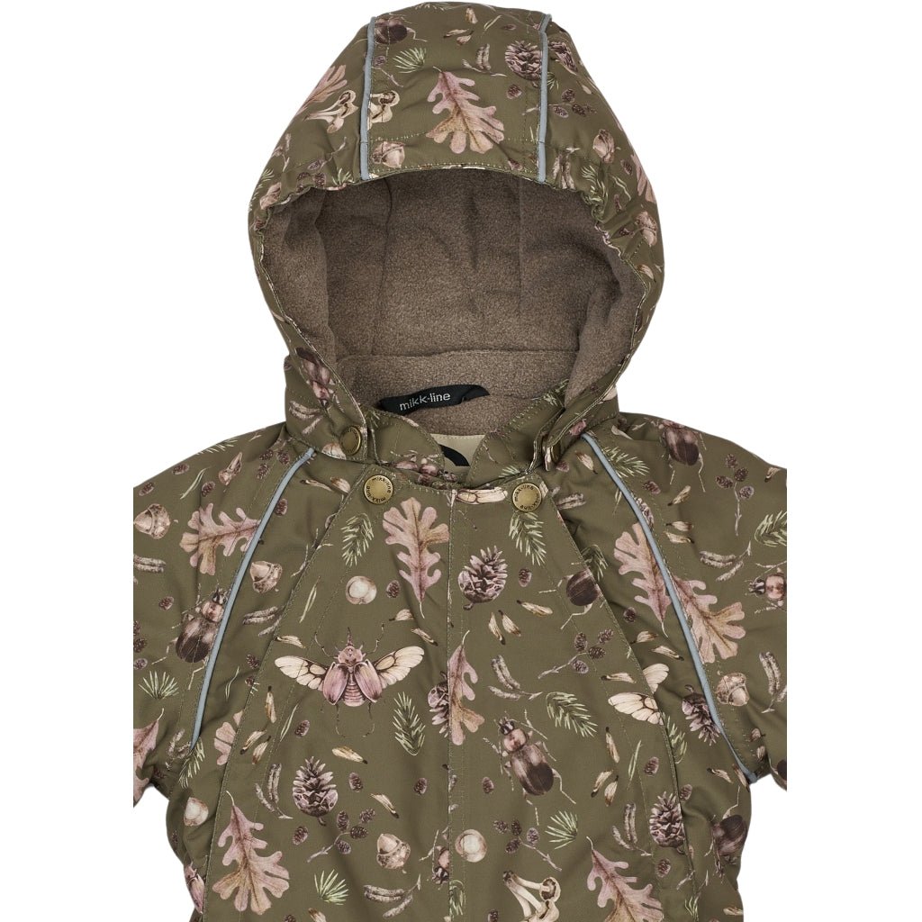 Mikk - Line Polyester Baby Suit Aop Forest - Burnt Olive for barn - Brobrobrille