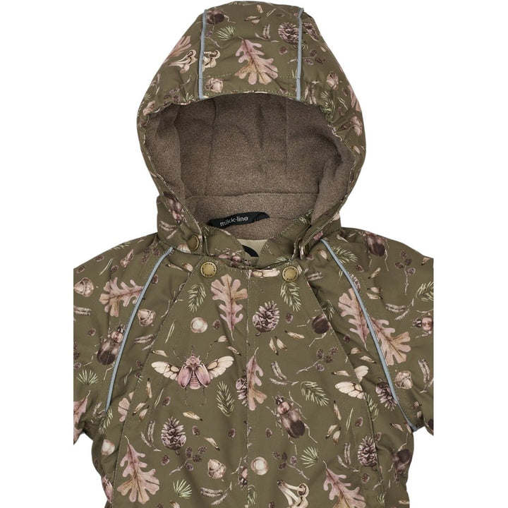 Mikk - Line Polyester Baby Suit Aop Forest - Burnt Olive for barn - Brobrobrille