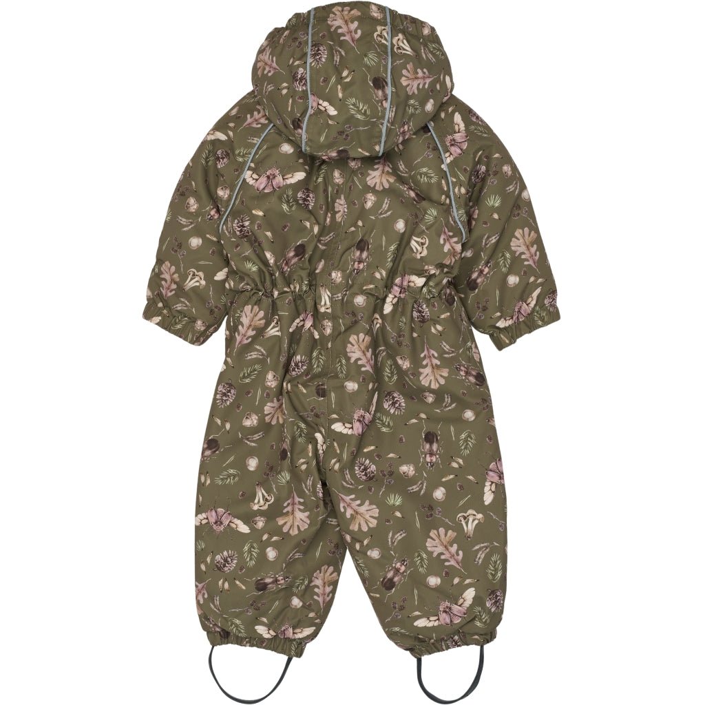 Mikk - Line Polyester Baby Suit Aop Forest - Burnt Olive for barn - Brobrobrille