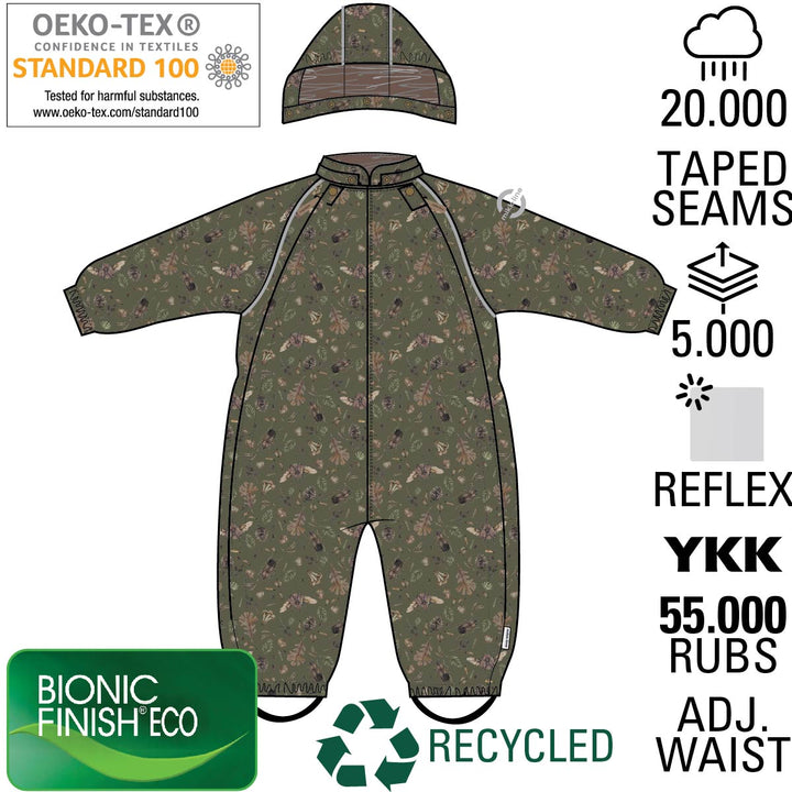 Mikk - Line Polyester Baby Suit Aop Forest - Burnt Olive for barn - Brobrobrille