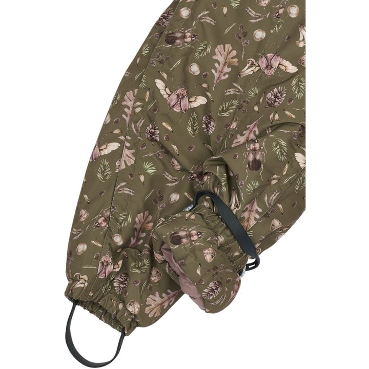 Mikk - Line Polyester Baby Suit Aop Forest - Burnt Olive for barn - Brobrobrille