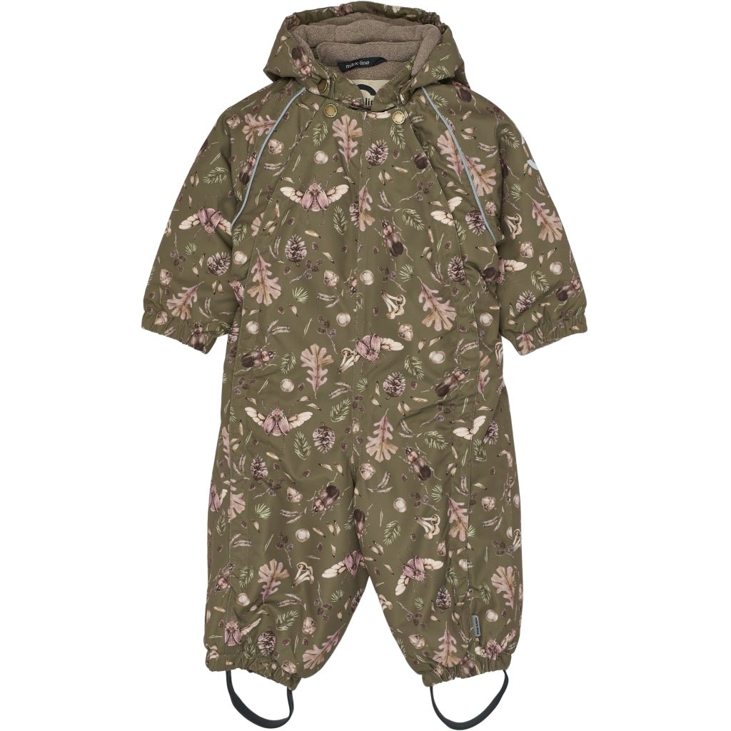 Mikk - Line Polyester Baby Suit Aop Forest - Burnt Olive for barn - Brobrobrille