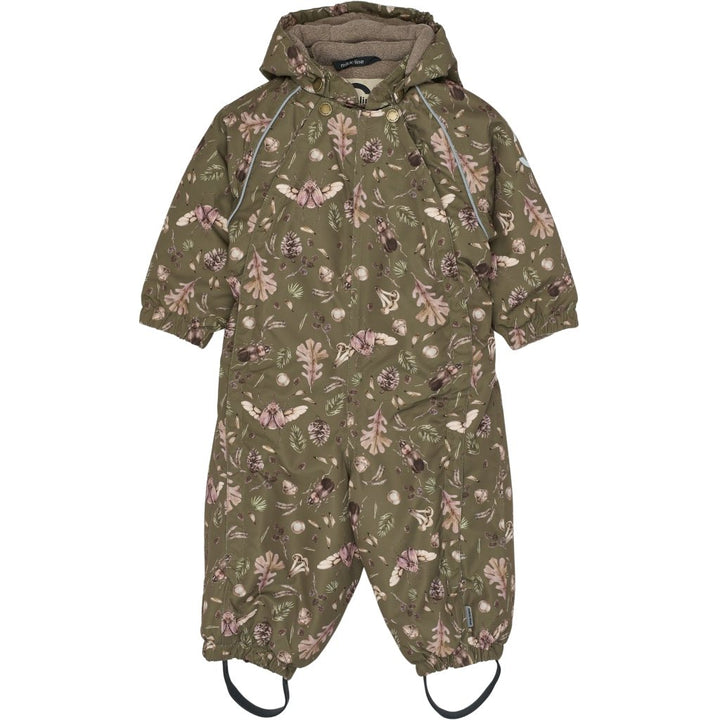 Mikk - Line Polyester Baby Suit Aop Forest - Burnt Olive for barn - Brobrobrille