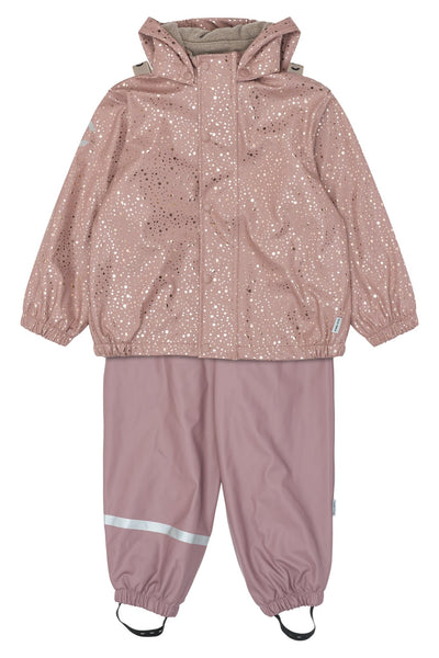 Mikk-Line PU Rain Set fleecefôret regnsett for barn - Foil Dot AOP for barn - Brobrobrille