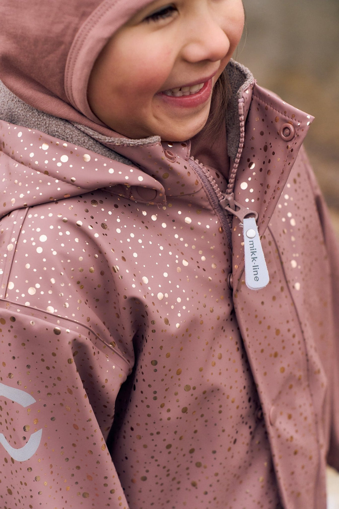 Mikk-Line PU Rain Set fleecefôret regnsett for barn - Foil Dot AOP for barn - Brobrobrille