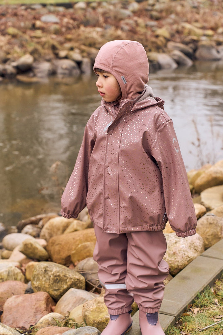 Mikk-Line PU Rain Set fleecefôret regnsett for barn - Foil Dot AOP for barn - Brobrobrille