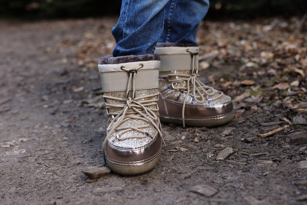 Mikk - Line Snow Boot Glitter - Champagne Glitter for barn - Brobrobrille