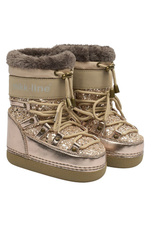 Mikk - Line Snow Boot Glitter - Champagne Glitter for barn - Brobrobrille