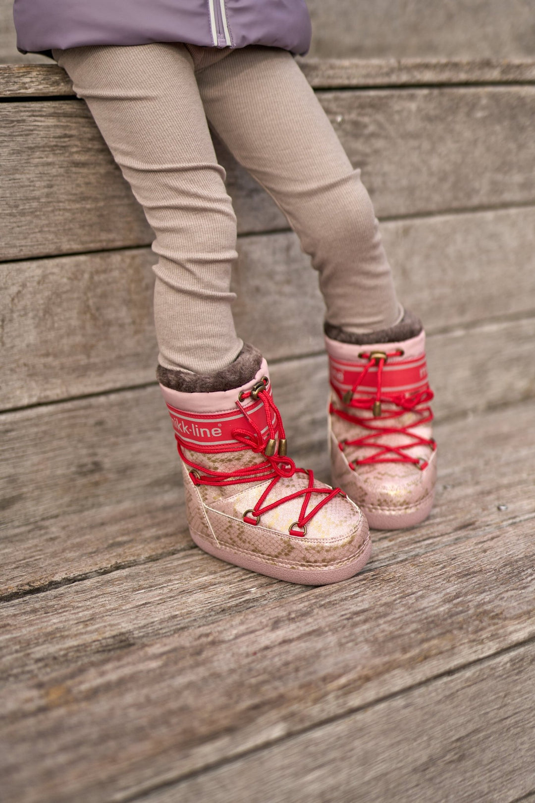 Mikk-Line Snow Boot Glitter Polished vinterstøvler for barn - Adobe Rose for barn - Brobrobrille