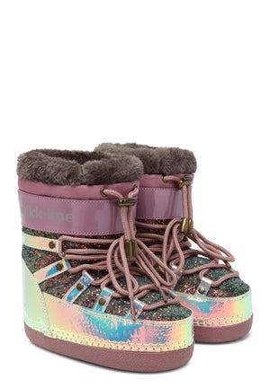 Mikk - Line Snow Boot Glitter - Rose Brown for barn - Brobrobrille