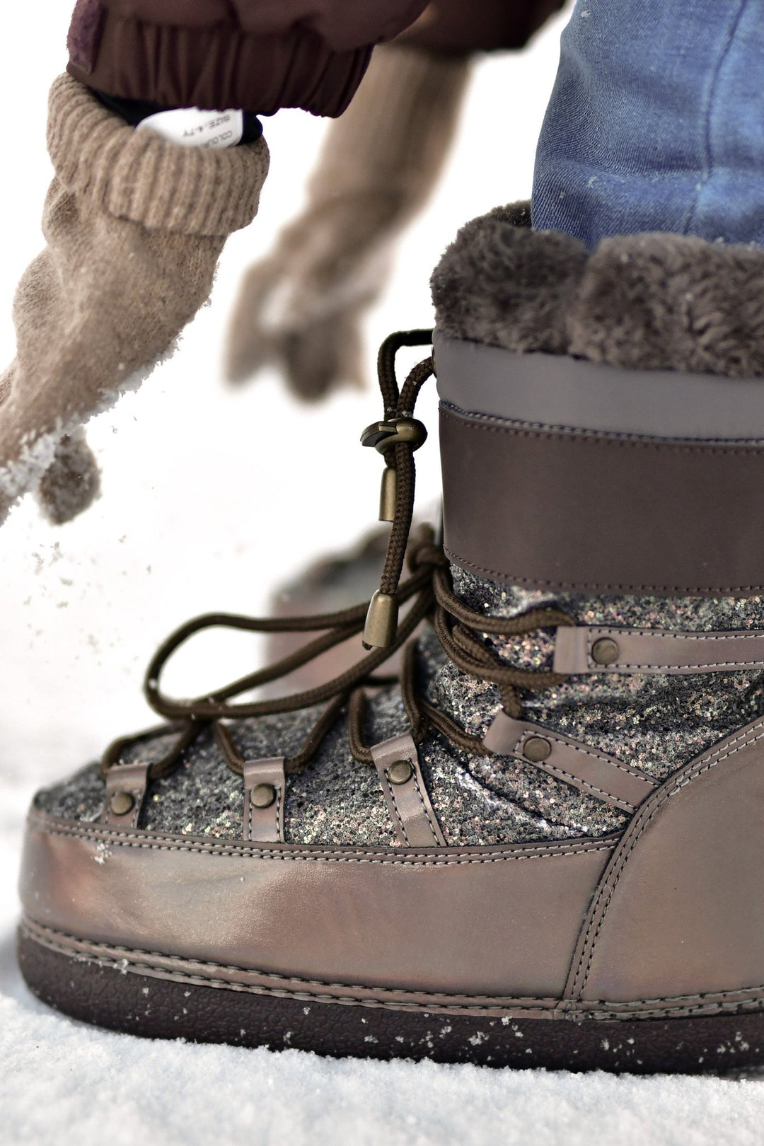 Mikk - Line Snow Boot Glitter - Sparrow for barn - Brobrobrille
