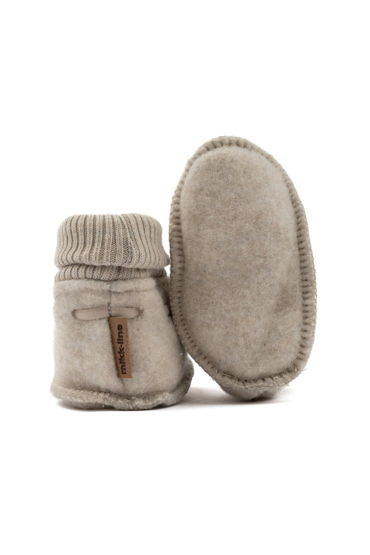 Mikk-Line Wool Footies ulltøfler for baby - Melange Offwhite for barn - Brobrobrille