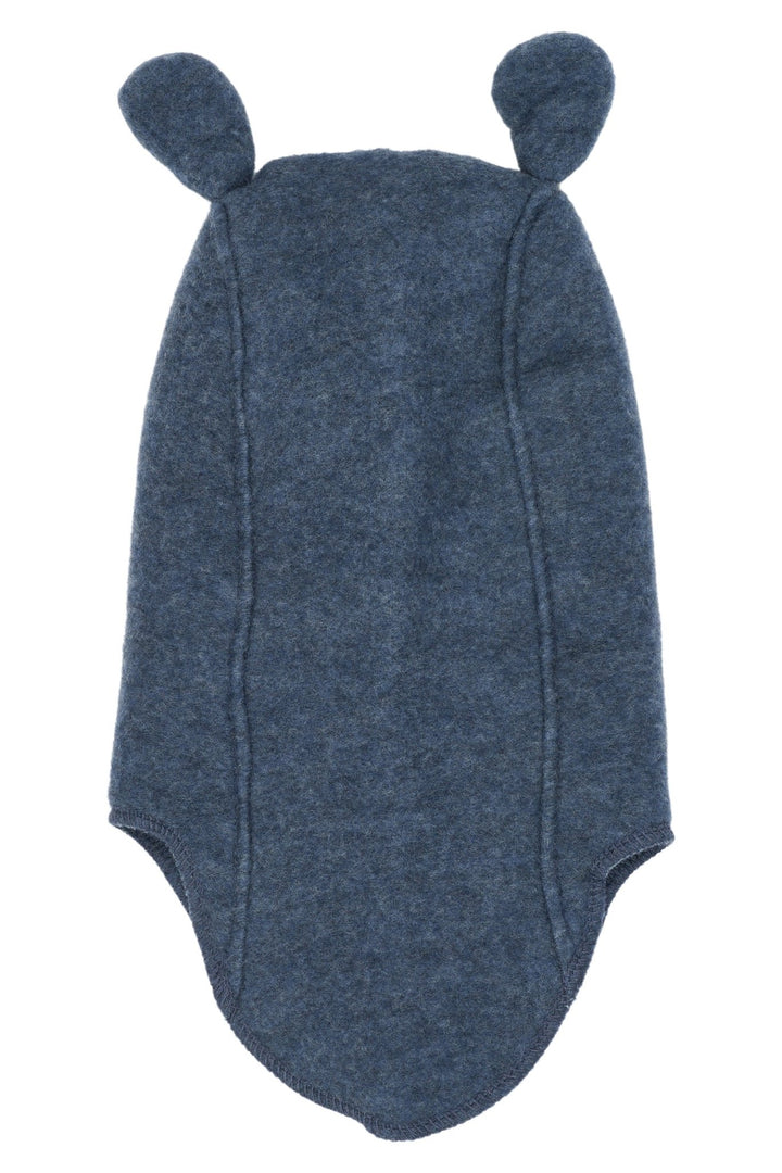 Mikk-Line Wool Fullface balaclava med bjørneører - Blue Melange for barn - Brobrobrille
