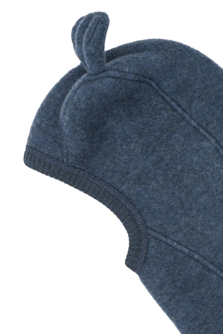 Mikk-Line Wool Fullface balaclava med bjørneører - Blue Melange for barn - Brobrobrille