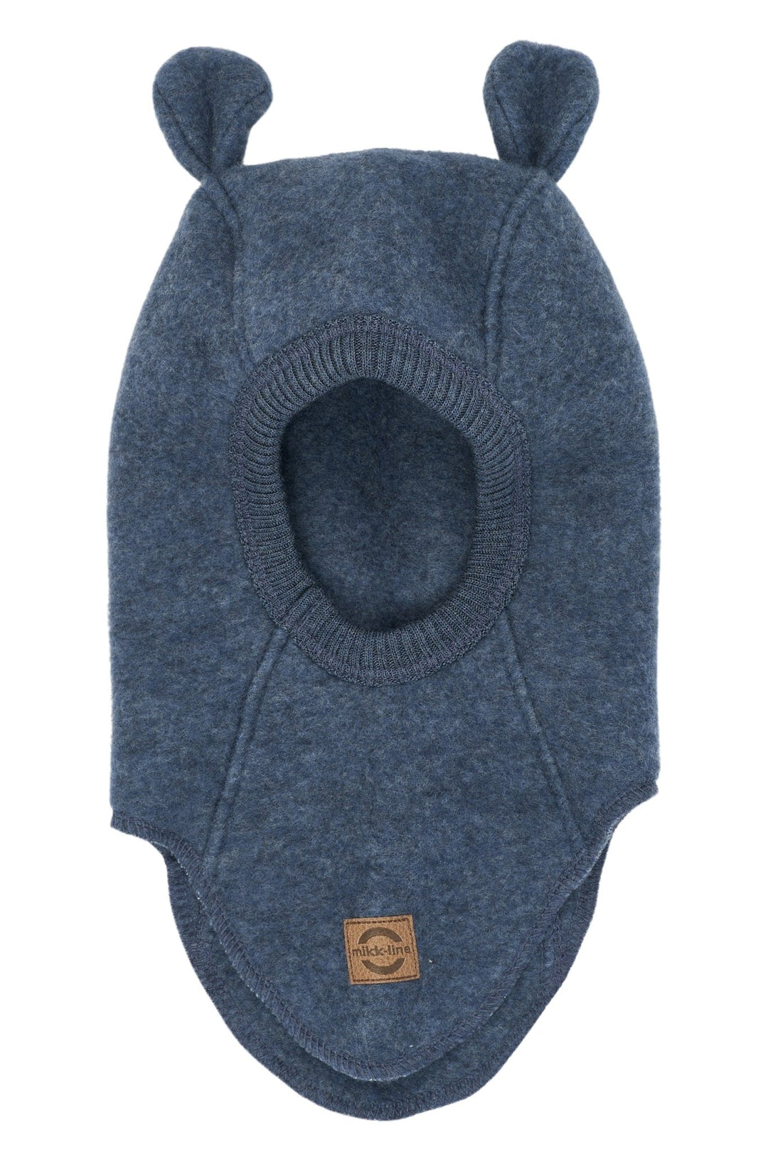 Mikk-Line Wool Fullface balaclava med bjørneører - Blue Melange for barn - Brobrobrille