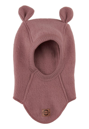Mikk-Line Wool Fullface balaclava med bjørneører - Burlwood for barn - Brobrobrille