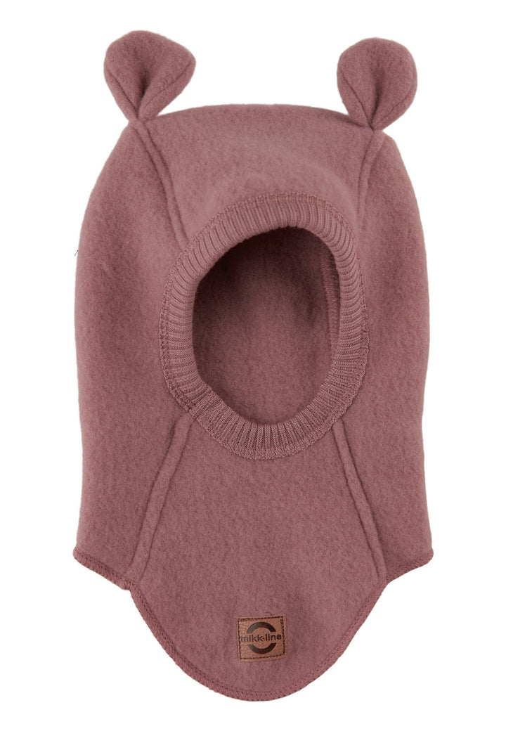 Mikk-Line Wool Fullface balaclava med bjørneører - Burlwood for barn - Brobrobrille