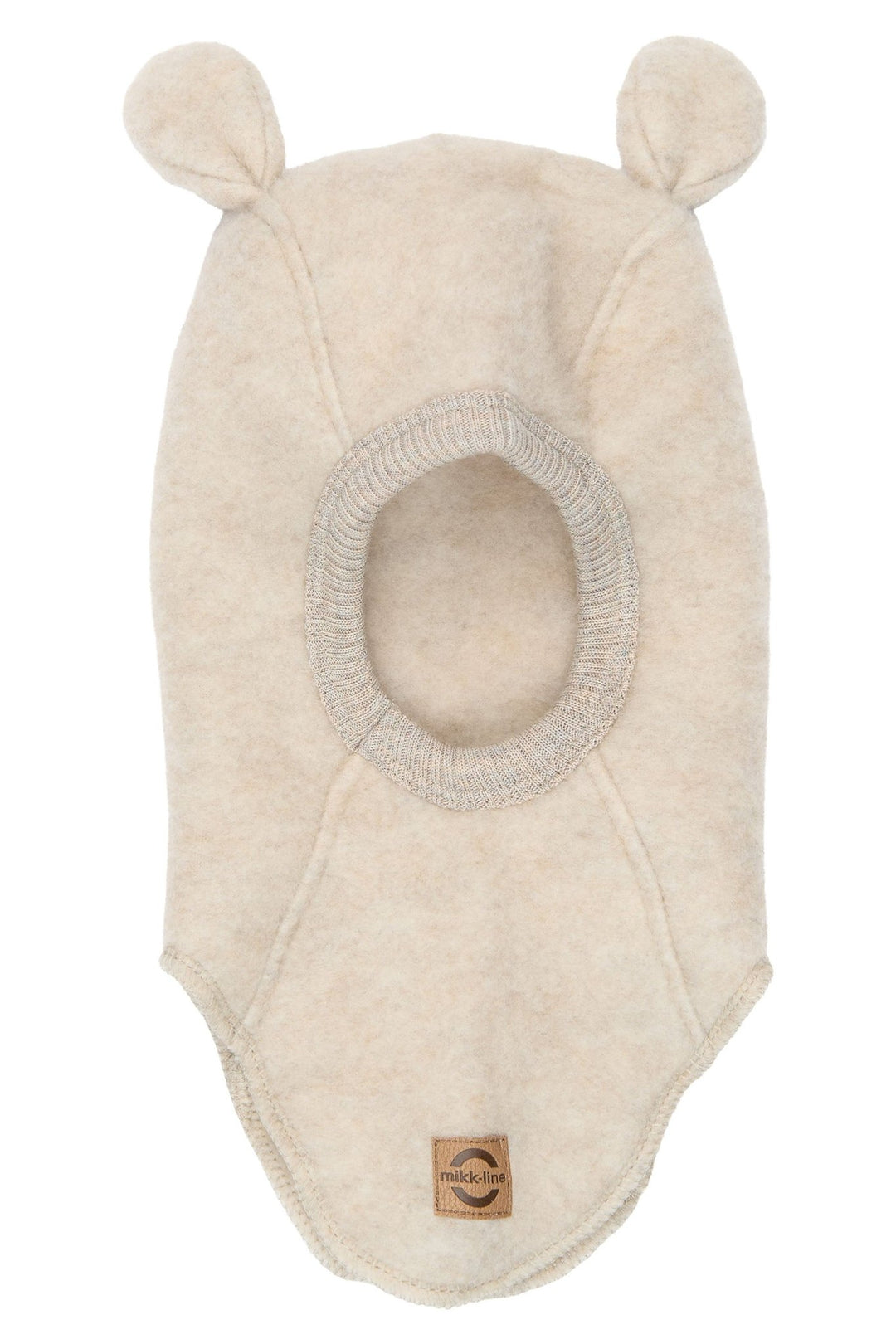 Mikk-Line Wool Fullface balaclava med bjørneører - Melange Offwhite for barn - Brobrobrille