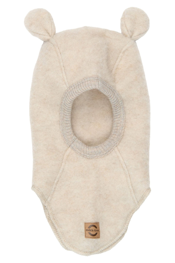 Mikk-Line Wool Fullface balaclava med bjørneører - Melange Offwhite for barn - Brobrobrille