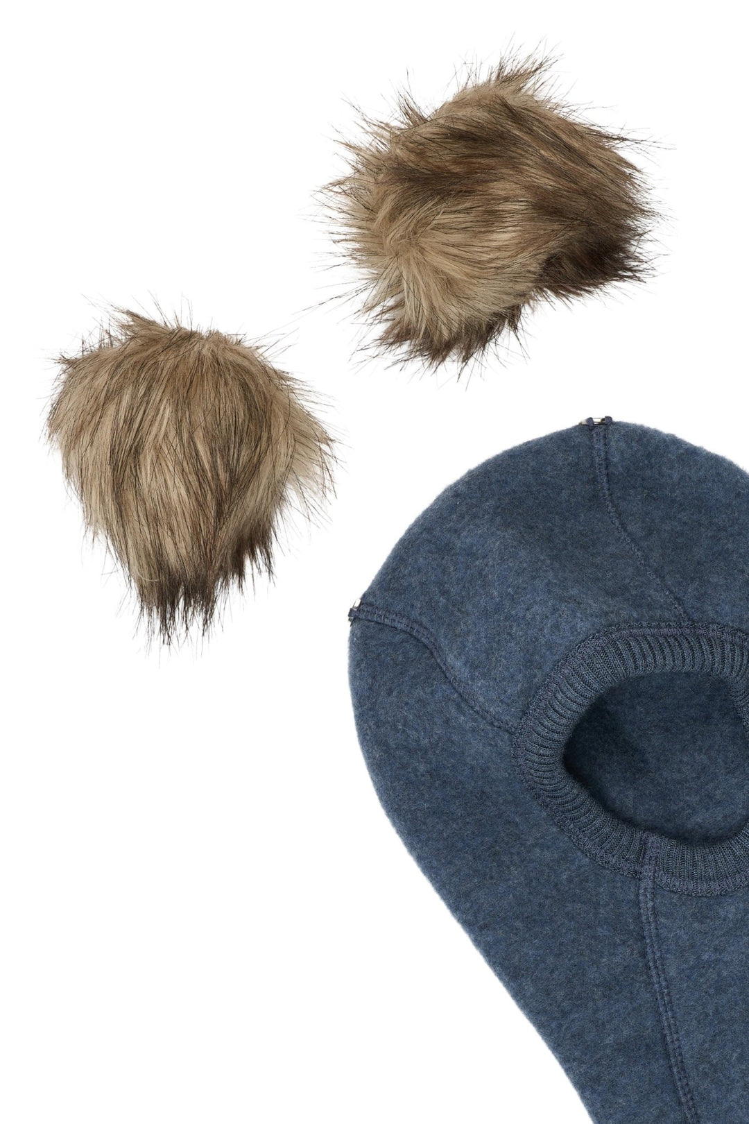 Mikk-Line Wool Fullface balaclava med dusker - Blue Melange for barn - Brobrobrille