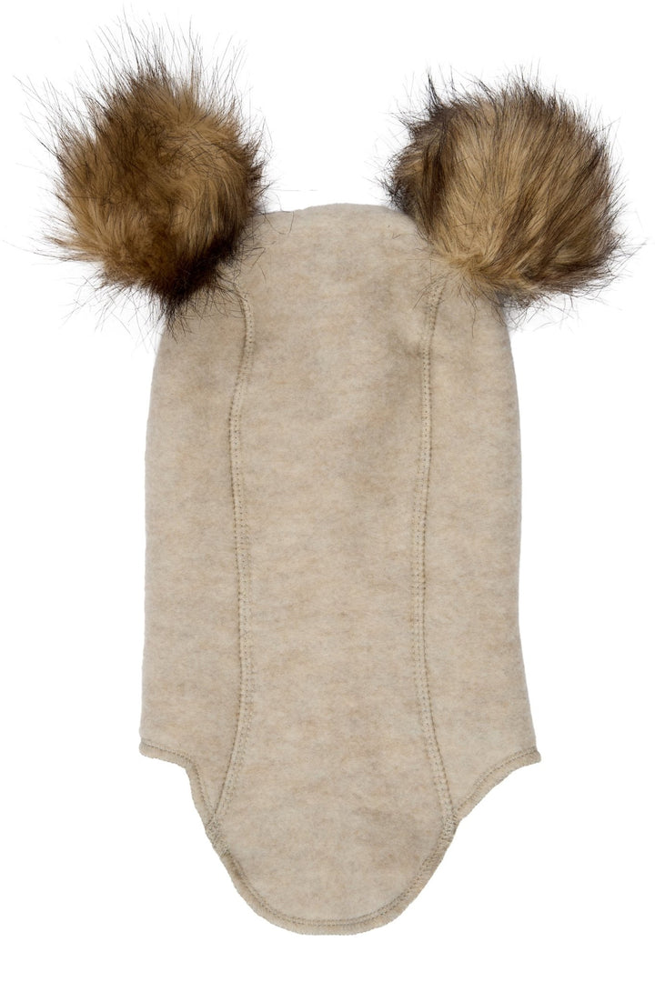 Mikk-Line Wool Fullface balaclava med dusker - Melange Offwhite for barn - Brobrobrille