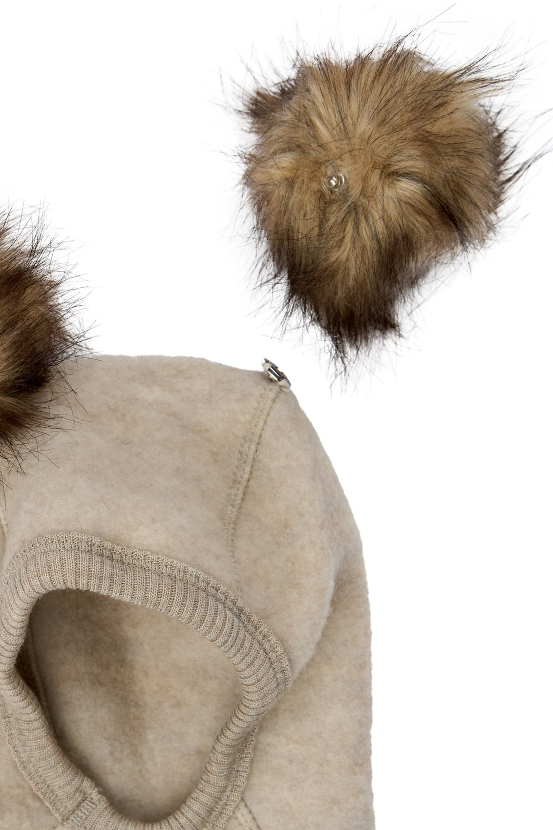 Mikk-Line Wool Fullface balaclava med dusker - Melange Offwhite for barn - Brobrobrille
