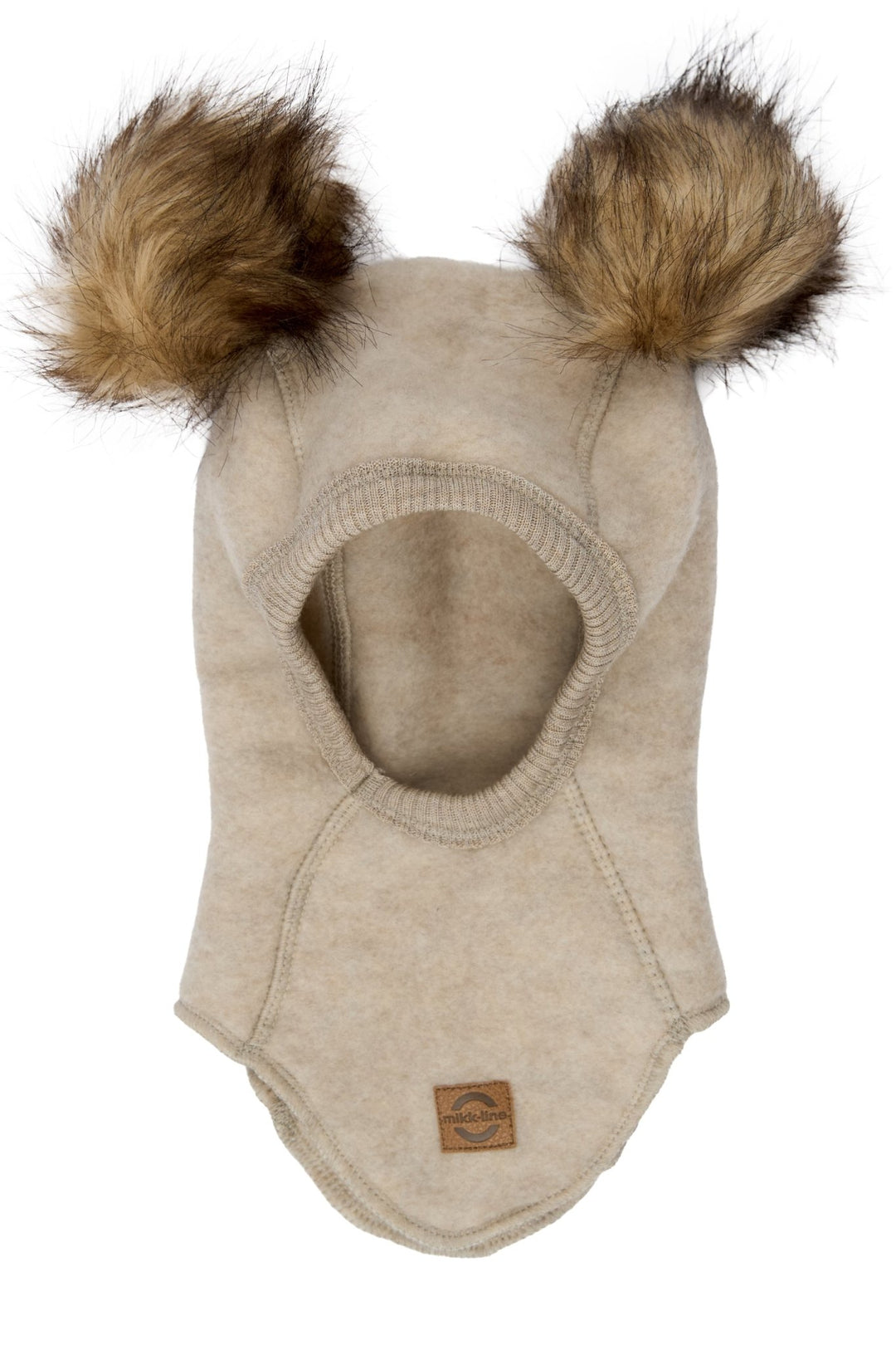 Mikk-Line Wool Fullface balaclava med dusker - Melange Offwhite for barn - Brobrobrille